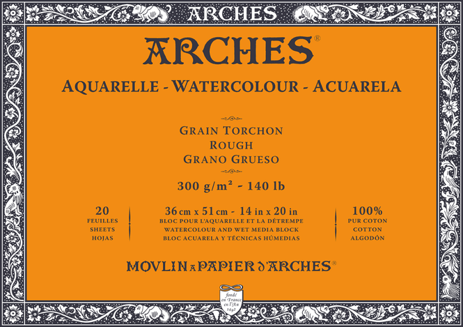 Hovedbilde ARCHES Aquarelle RG 36x51 cm 300G NAWH Block 20 ...