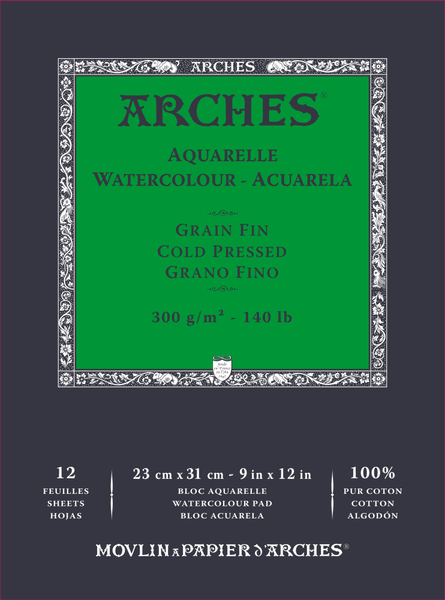 ARCHES Aquarelle CP 23x31 cm 300G NAWH Pad 12 SH