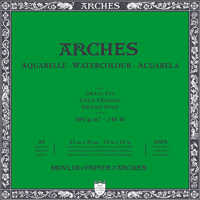 ARCHES Aquarelle CP 31x31 cm 300G NAWH Block 20 SH