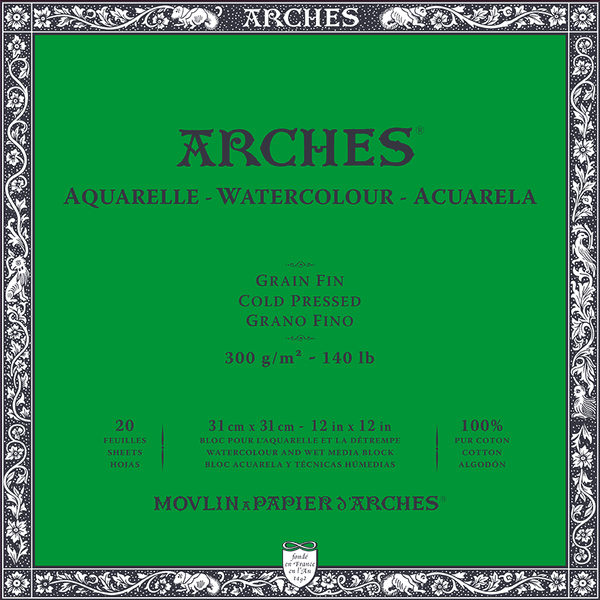 ARCHES Aquarelle CP 31x31 cm 300G NAWH Block 20 SH