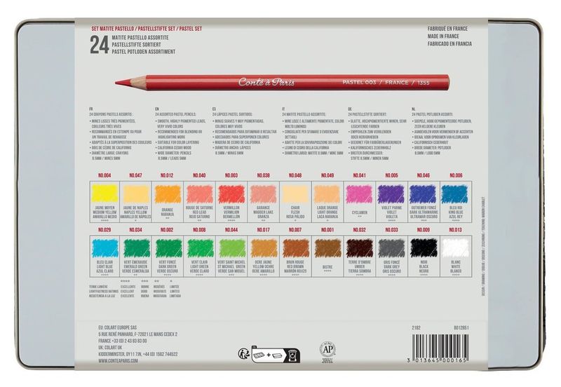 CAP PENCIL PASTEL METAL BOX SET OF 24 ASSORT