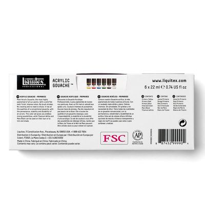 LQX PRO ACRYLIC GOUACHE 6X22ML SET PRIMARIES