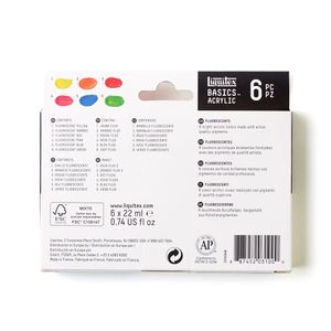 Bilde av LQX BASICS ACRYLIC COLOUR SET 6X22ML FLUORESCENT