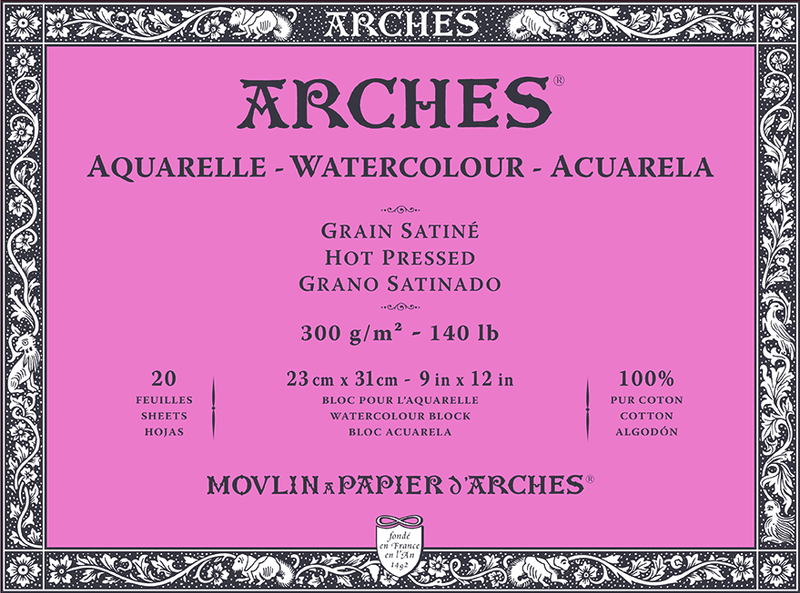 ARCHES Aquarelle HP 23x31 cm 300G NAWH Block 20 SH