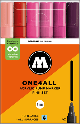Acrylic marker One4All 227HS 4mm Wallet Pink-Set 6 pcs.